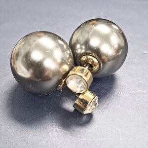 Silver Gold Clear Crystal Double Sided Stud Earrings